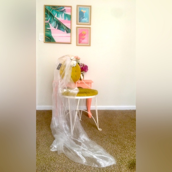 Hand made organza veil hat with flowers. Raw...